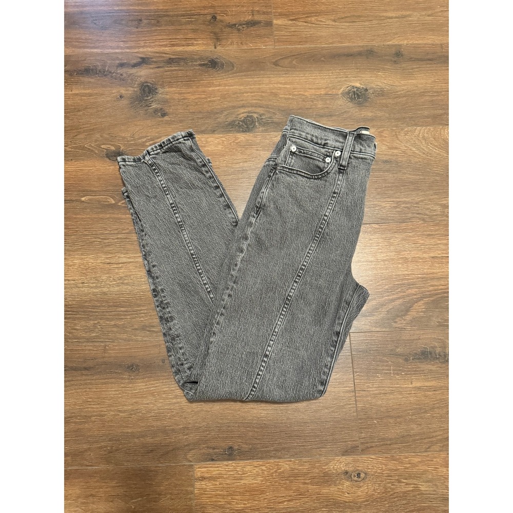 Madewell The Perfect Vintage Straight Jean Pintuck Edition Lunar Wash Grey 25 - Picture 3 of 8